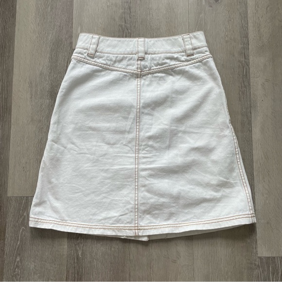 Tibi White Denim Skirt Button Front A Line - Picture 4 of 5